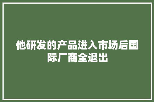 他研发的产品进入市场后国际厂商全退出 他研发的产品进入市场后国际厂商全退出 人工智能