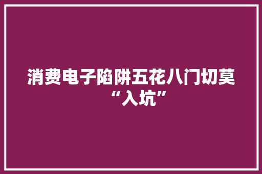 消费电子陷阱五花八门切莫“入坑”