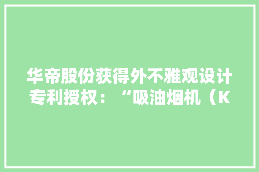 华帝股份获得外不雅观设计专利授权：“吸油烟机（KT）”