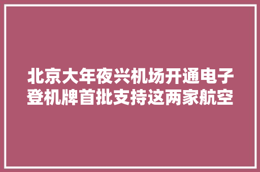 北京大年夜兴机场开通电子登机牌首批支持这两家航空公司