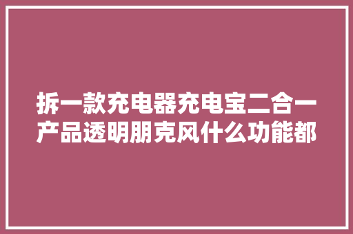 拆一款充电器充电宝二合一产品透明朋克风什么功能都有