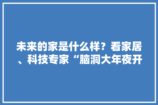 未来的家是什么样？看家居、科技专家“脑洞大年夜开”畅想数字生活