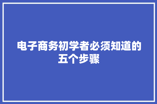 电子商务初学者必须知道的五个步骤