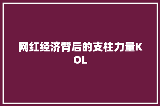 网红经济背后的支柱力量KOL