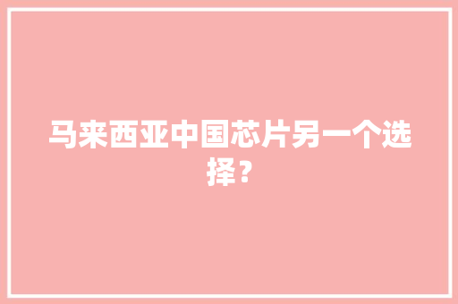 马来西亚中国芯片另一个选择？ 马来西亚中国芯片另一个选择？ 互联通信
