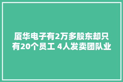 厦华电子有2万多股东却只有20个员工 4人发卖团队业绩惊天