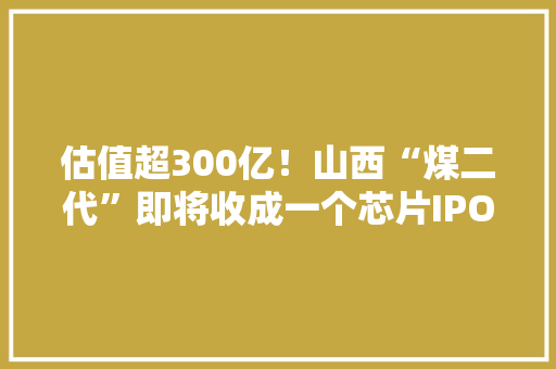 估值超300亿！山西“煤二代”即将收成一个芯片IPO