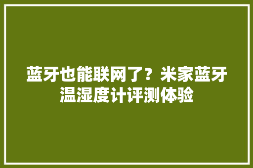 蓝牙也能联网了？米家蓝牙温湿度计评测体验