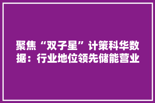 聚焦“双子星”计策科华数据：行业地位领先储能营业更闪耀 聚焦“双子星”计策科华数据：行业地位领先储能营业更闪耀 人工智能