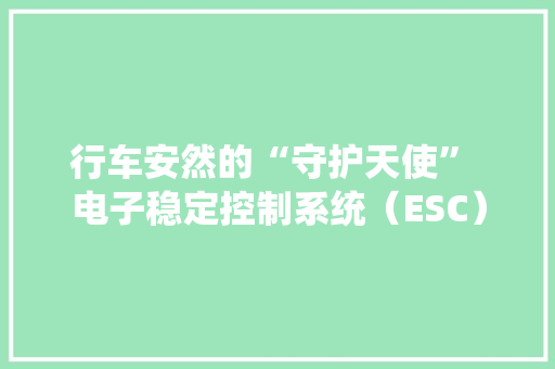 行车安然的“守护天使” 电子稳定控制系统（ESC）