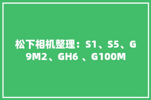 松下相机整理：S1、S5、G9M2、GH6 、G100M
