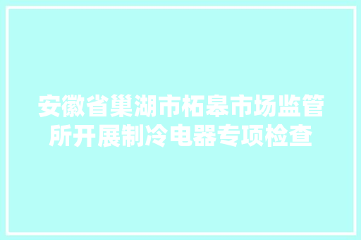 安徽省巢湖市柘皋市场监管所开展制冷电器专项检查 安徽省巢湖市柘皋市场监管所开展制冷电器专项检查 智能家居