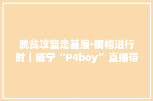 脱贫攻坚走基层·摘帽进行时｜威宁“P4boy”直播带货定下一个亿的“小目标” 脱贫攻坚走基层·摘帽进行时｜威宁“P4boy”直播带货定下一个亿的“小目标” 互联通信