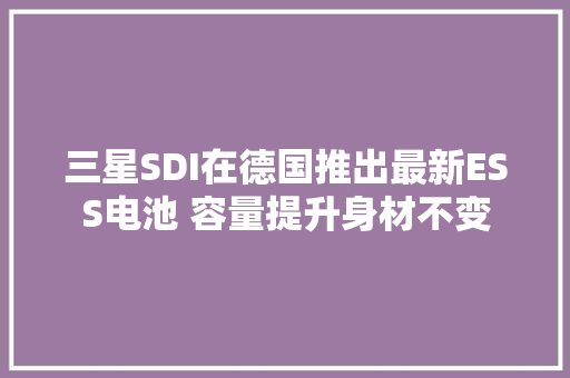 三星SDI在德国推出最新ESS电池 容量提升身材不变