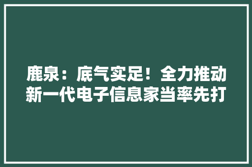 鹿泉：底气实足！全力推动新一代电子信息家当率先打破！