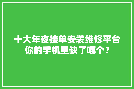 十大年夜接单安装维修平台你的手机里缺了哪个？ 十大年夜接单安装维修平台你的手机里缺了哪个？ 智能家居