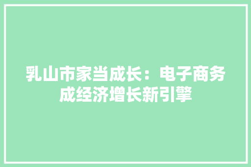 乳山市家当成长：电子商务成经济增长新引擎