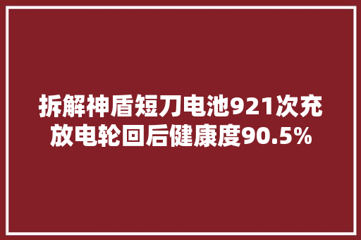 拆解神盾短刀电池921次充放电轮回后健康度90.5%