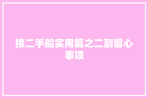 接二手船实用篇之二副留心事项