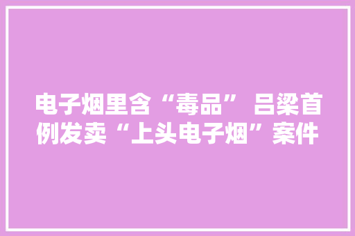 电子烟里含“毒品” 吕梁首例发卖“上头电子烟”案件告破