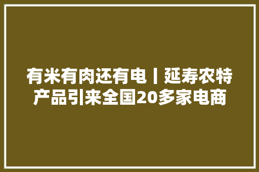 有米有肉还有电丨延寿农特产品引来全国20多家电商企业