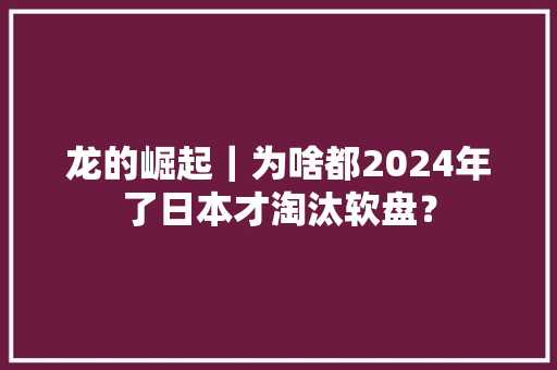 龙的崛起｜为啥都2024年了日本才淘汰软盘？