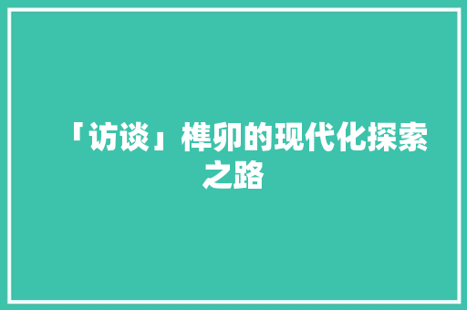 「访谈」榫卯的现代化探索之路