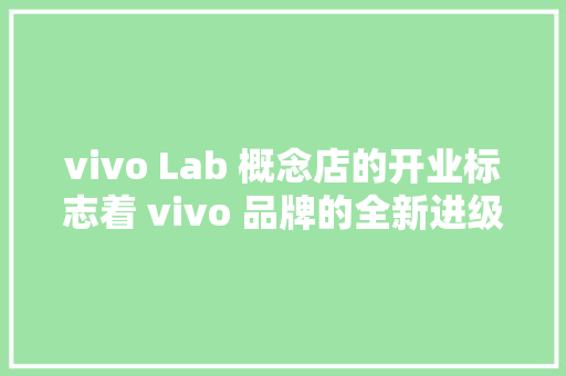 vivo Lab 概念店的开业标志着 vivo 品牌的全新进级