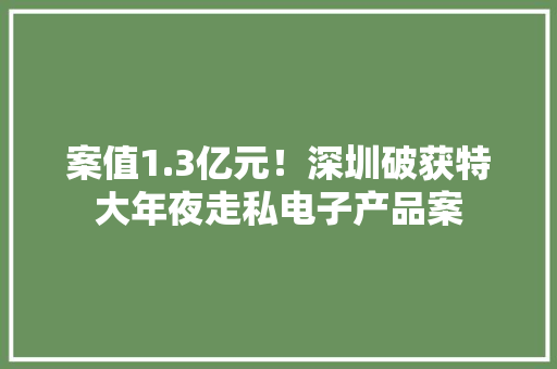 案值1.3亿元！深圳破获特大年夜走私电子产品案