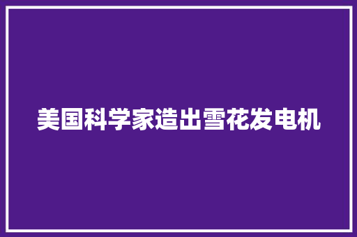 美国科学家造出雪花发电机