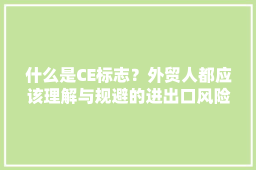 什么是CE标志？外贸人都应该理解与规避的进出口风险