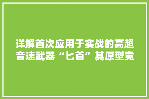 详解首次应用于实战的高超音速武器“匕首”其原型竟来自中国