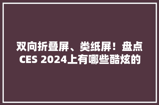 双向折叠屏、类纸屏！盘点CES 2024上有哪些酷炫的手机产品