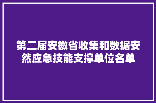 第二届安徽省收集和数据安然应急技能支撑单位名单