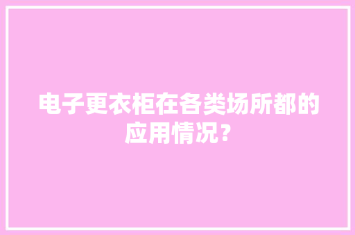 电子更衣柜在各类场所都的应用情况？