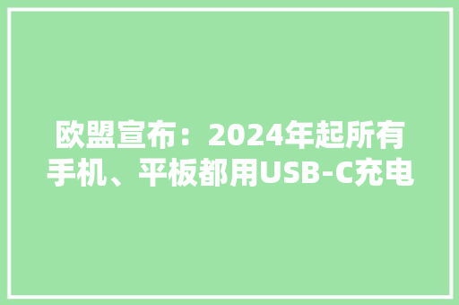 欧盟宣布：2024年起所有手机、平板都用USB-C充电接口！