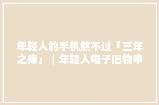 年轻人的手机熬不过「三年之痒」｜年轻人电子旧物申报