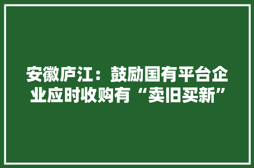 安徽庐江：鼓励国有平台企业应时收购有“卖旧买新”需求家庭的二手住房 安徽庐江：鼓励国有平台企业应时收购有“卖旧买新”需求家庭的二手住房 智能家居