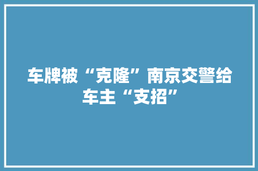 车牌被“克隆”南京交警给车主“支招”