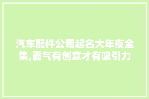 汽车配件公司起名大年夜全集,霸气有创意才有吸引力 汽车配件公司起名大年夜全集,霸气有创意才有吸引力 智能科技