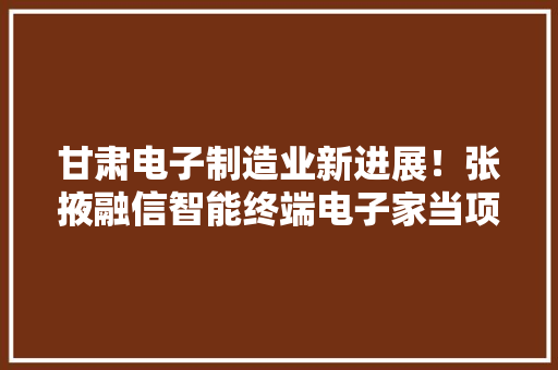 甘肃电子制造业新进展！张掖融信智能终端电子家当项目建成