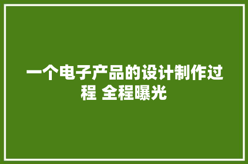 一个电子产品的设计制作过程 全程曝光 一个电子产品的设计制作过程 全程曝光 智能科技