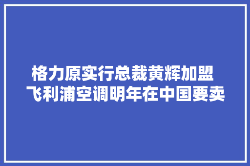 格力原实行总裁黄辉加盟 飞利浦空调明年在中国要卖30亿元 格力原实行总裁黄辉加盟 飞利浦空调明年在中国要卖30亿元 互联通信