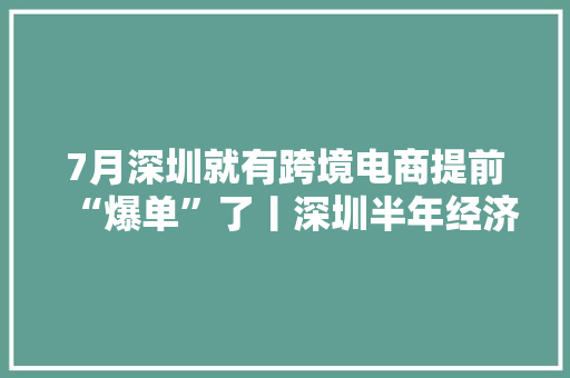 7月深圳就有跨境电商提前“爆单”了丨深圳半年经济微不雅观察 7月深圳就有跨境电商提前“爆单”了丨深圳半年经济微不雅观察 智能家居
