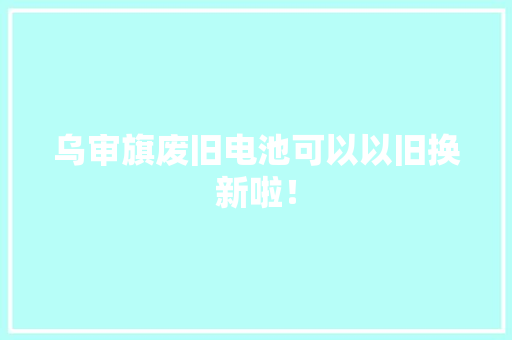 乌审旗废旧电池可以以旧换新啦！