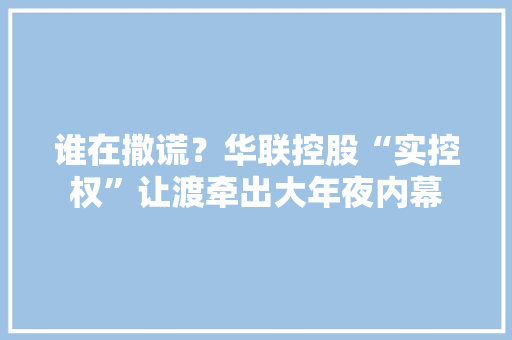 谁在撒谎？华联控股“实控权”让渡牵出大年夜内幕