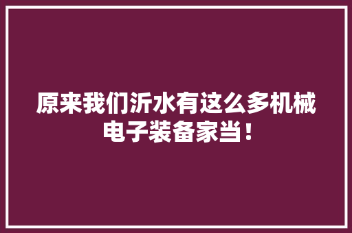 原来我们沂水有这么多机械电子装备家当！