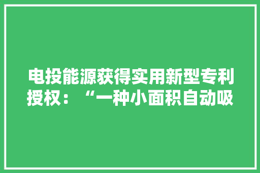 电投能源获得实用新型专利授权：“一种小面积自动吸灰装配”