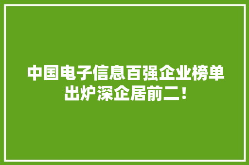 中国电子信息百强企业榜单出炉深企居前二！