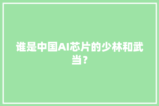 谁是中国AI芯片的少林和武当？ 谁是中国AI芯片的少林和武当？ 智能家居